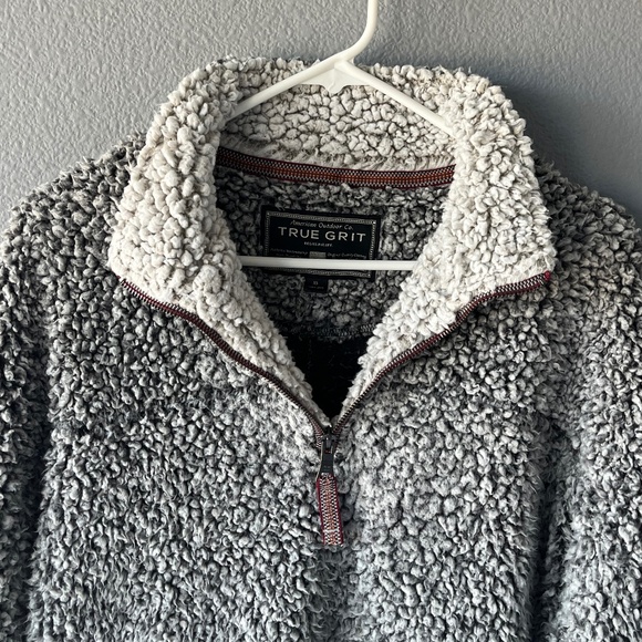 True Grit - Women Sherpa 1/4 Zip Grey Pullover - Picture 4 of 11